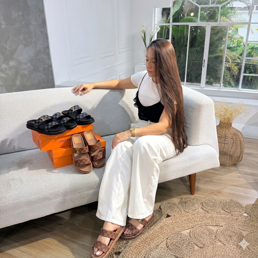 🖤 Sandalia Importada Estilo Louis Vuitton | Lujo Exclusivo ✨